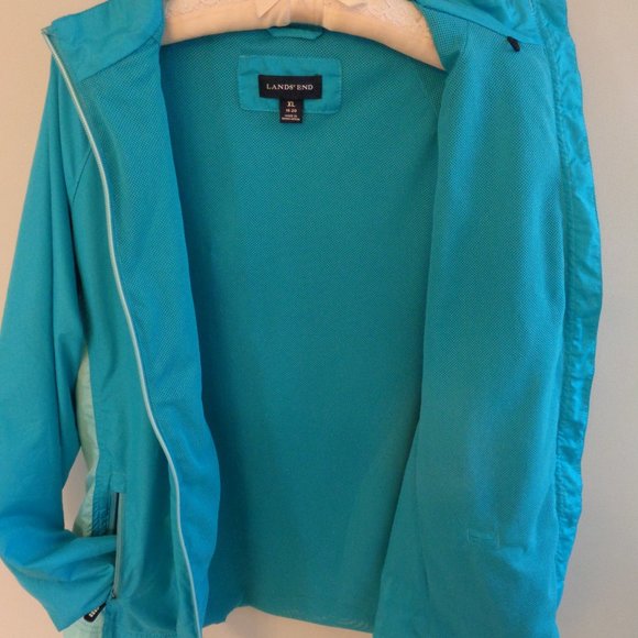Lands End Windbreaker Jacket Lightweight Two Tone Full Front Zip - Picture 5 of 10
